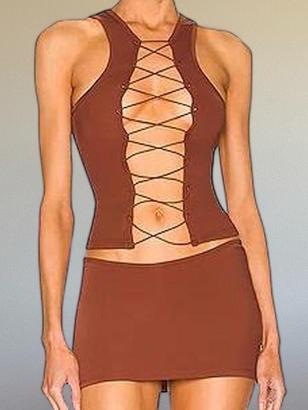 Miaou mystic top and elektra micro mini skirt set